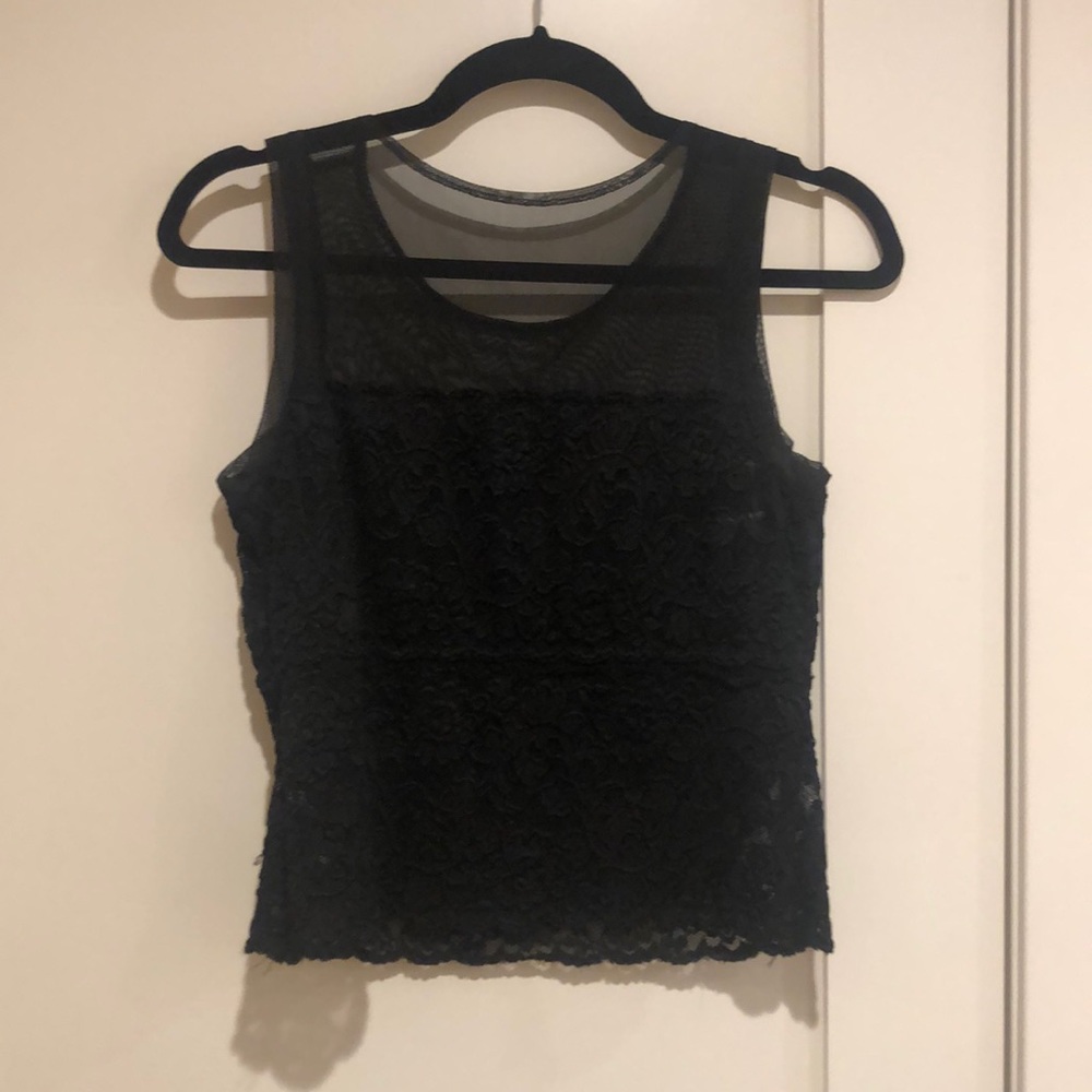 Vintage Joseph Ribkoff black lace and sheer top